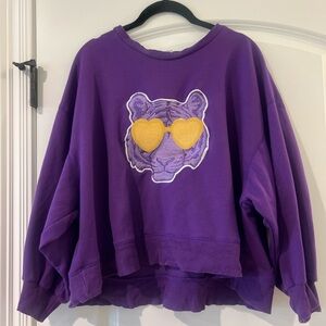 Purple Tiger Sweater with Gold Accents